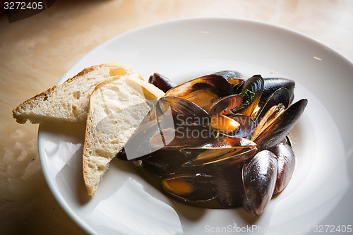 Image of mussels whith sauce of fresh tomatoes