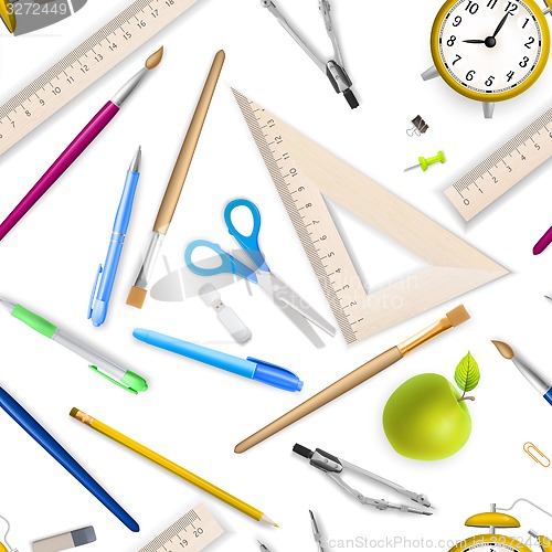 Image of School supplies seamless pattern. EPS 10