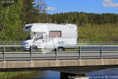 Image of White Dethleffs Motorhome on the Road