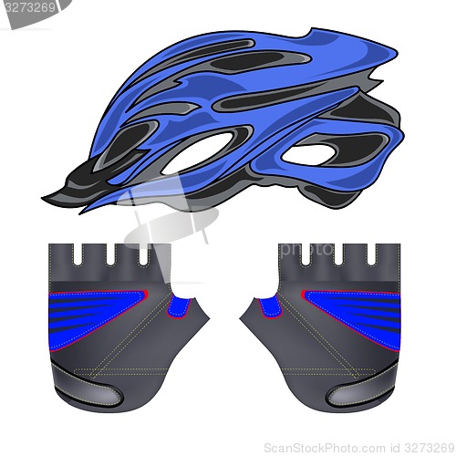 Image of Blue Helmet and Gloves