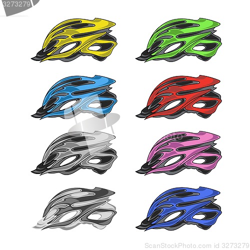 Image of Set of Colorful Bike Helmets