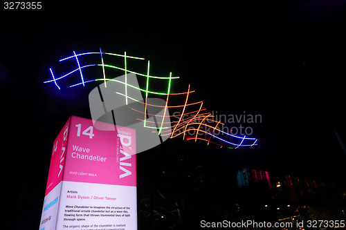 Image of Wave Chandelier light at Vivid Sydney