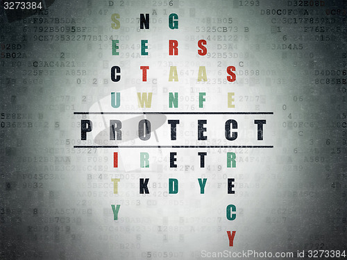 Image of Security concept: word Protect in solving Crossword Puzzle