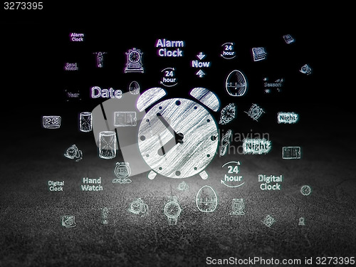 Image of Time concept: Alarm Clock in grunge dark room