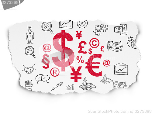 Image of Business concept: Finance Symbol on Torn Paper background