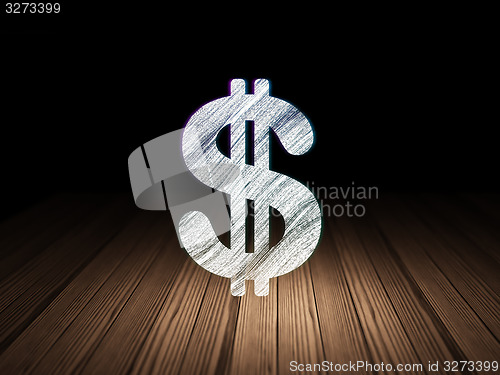 Image of Currency concept: Dollar in grunge dark room