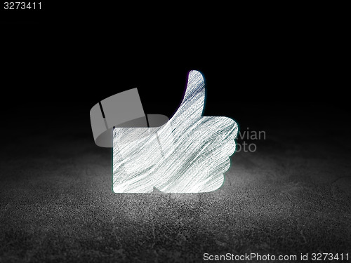 Image of Social network concept: Thumb Up in grunge dark room