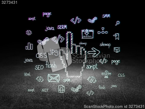 Image of Web design concept: Mouse Cursor in grunge dark room