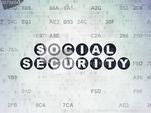 Image of Protection concept: Social Security on Digital Paper background