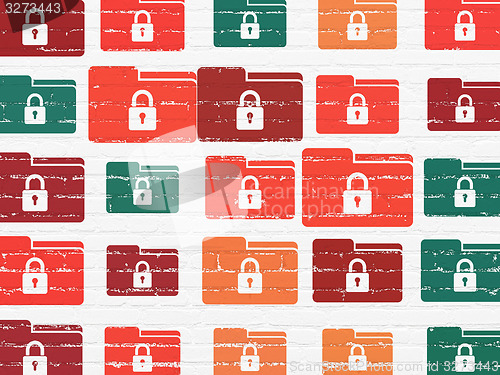 Image of Business concept: Folder With Lock icons on wall background