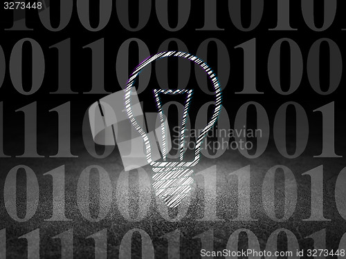 Image of Finance concept: Light Bulb in grunge dark room