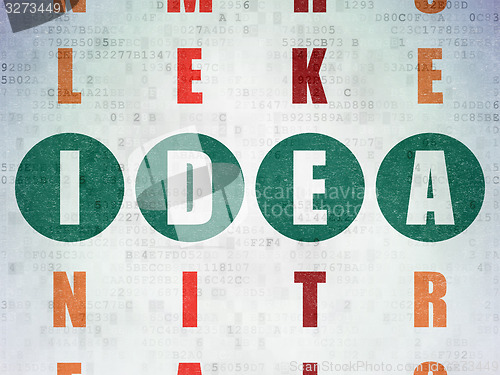 Image of Advertising concept: word Idea in solving Crossword Puzzle