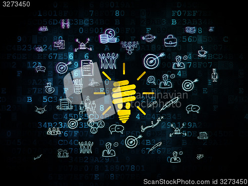 Image of Business concept: Energy Saving Lamp on Digital background