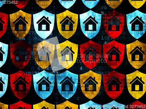 Image of Business concept: Shield icons on Digital background