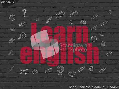 Image of Education concept: Learn English on wall background