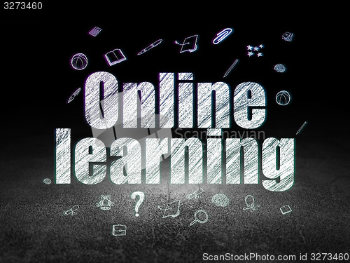Image of Learning concept: Online Learning in grunge dark room