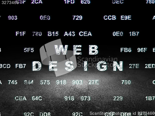 Image of Web development concept: Web Design in grunge dark room