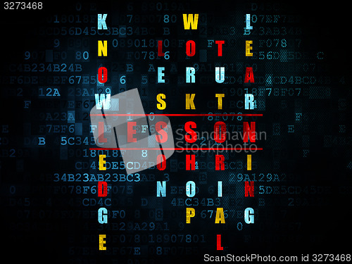 Image of Studying concept: word Lesson in solving Crossword Puzzle