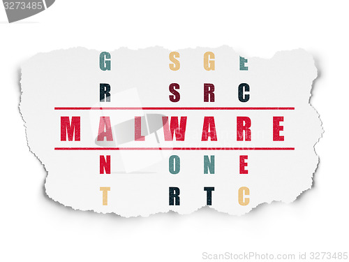 Image of Safety concept: word Malware in solving Crossword Puzzle