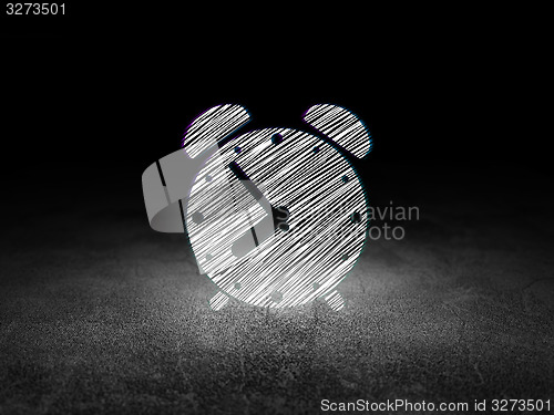 Image of Time concept: Alarm Clock in grunge dark room