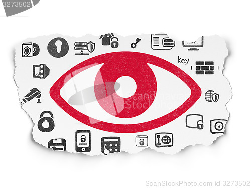 Image of Security concept: Eye on Torn Paper background