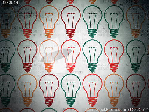 Image of Business concept: Light Bulb icons on Digital Paper background