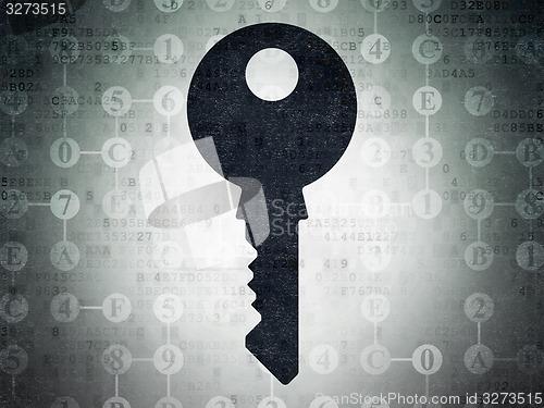 Image of Privacy concept: Key on Digital Paper background