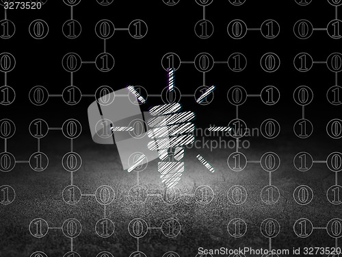 Image of Finance concept: Energy Saving Lamp in grunge dark room