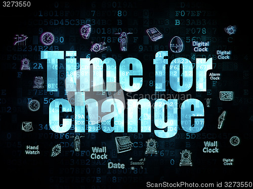 Image of Time concept: Time for Change on Digital background