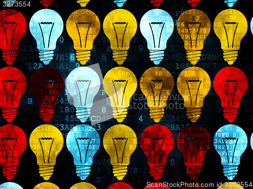 Image of Business concept: Light Bulb icons on Digital background
