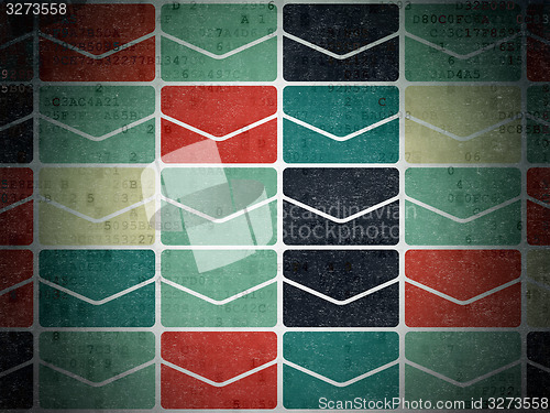 Image of Finance concept: Email icons on Digital Paper background