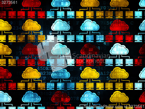Image of Cloud networking concept: Cloud Network icons on Digital background