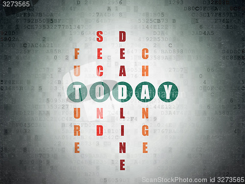 Image of Timeline concept: word Today in solving Crossword Puzzle