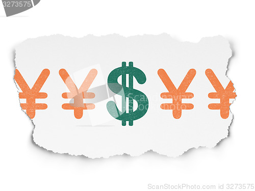 Image of Currency concept: dollar icon on Torn Paper background