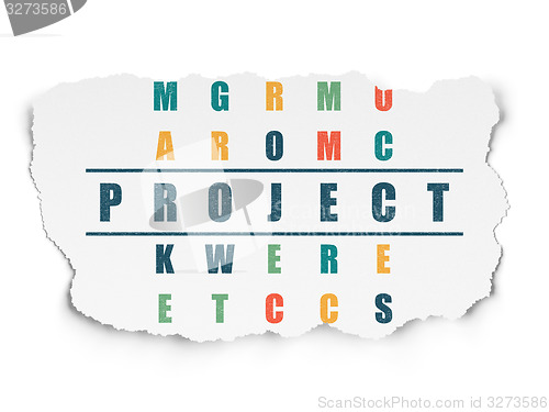 Image of Finance concept: word Project in solving Crossword Puzzle