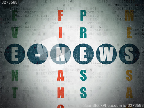 Image of News concept: word E-news in solving Crossword Puzzle
