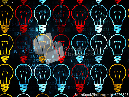 Image of Business concept: Light Bulb icons on Digital background