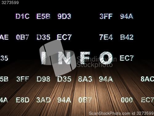 Image of Information concept: Info in grunge dark room