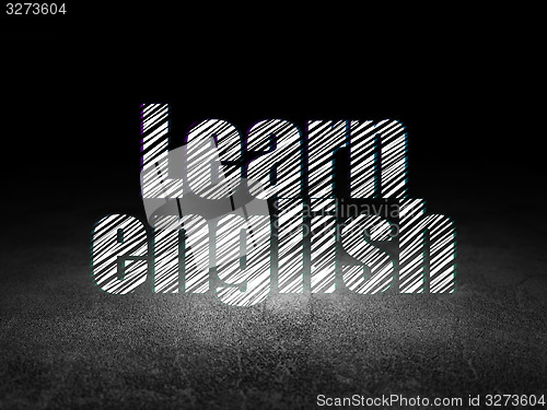 Image of Education concept: Learn English in grunge dark room