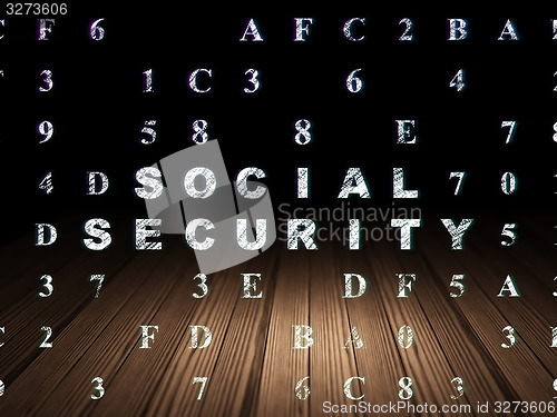 Image of Protection concept: Social Security in grunge dark room