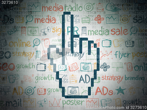 Image of Advertising concept: Mouse Cursor on Digital Paper background