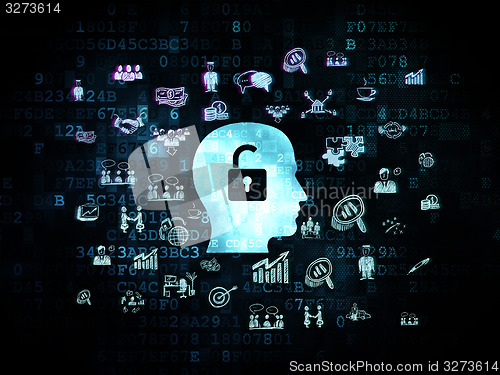 Image of Finance concept: Head With Padlock on Digital background