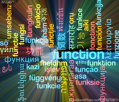 Image of Function multilanguage wordcloud background concept glowing