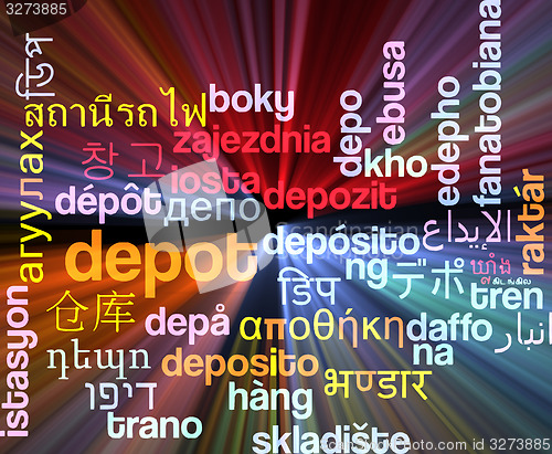 Image of Depot multilanguage wordcloud background concept glowing