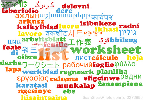 Image of List multilanguage wordcloud background concept