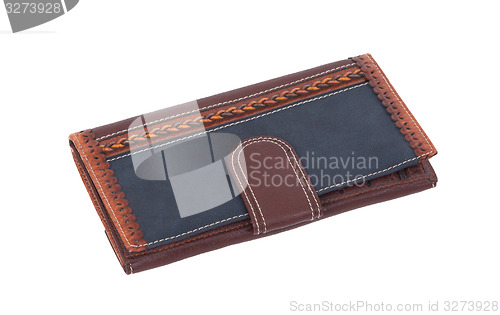 Image of Old blue wallet isolated on white