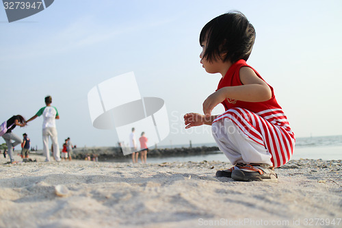 Image of Asian Chinese Children Playing sand