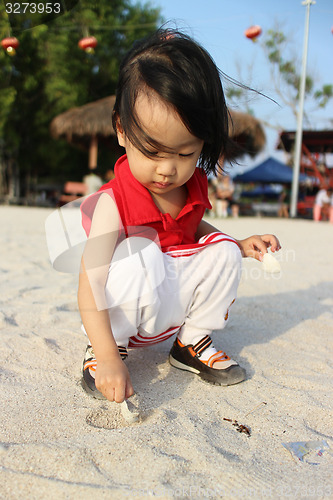 Image of Asian Chinese Children Playing sand