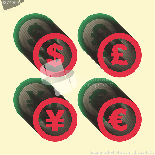 Image of Vector dollar, euro, yen and pound icons. Signs set. 