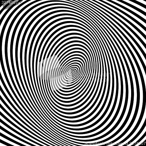 Image of Pattern with optical illusion. Black and white background. 